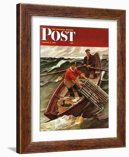 "Lobstermen," Saturday Evening Post Cover, March 9, 1946-Mead Schaeffer-Framed Giclee Print