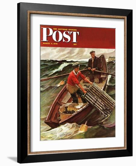 "Lobstermen," Saturday Evening Post Cover, March 9, 1946-Mead Schaeffer-Framed Giclee Print