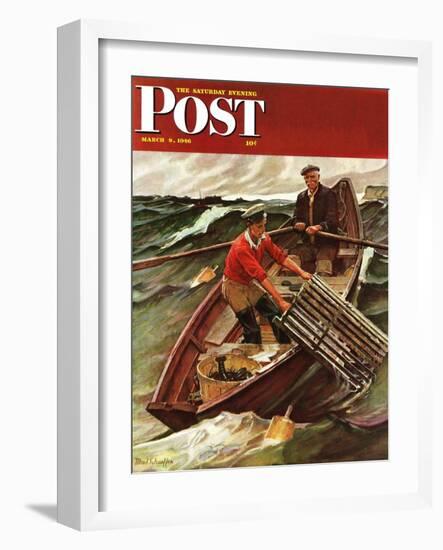 "Lobstermen," Saturday Evening Post Cover, March 9, 1946-Mead Schaeffer-Framed Giclee Print