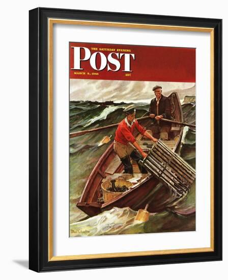 "Lobstermen," Saturday Evening Post Cover, March 9, 1946-Mead Schaeffer-Framed Giclee Print