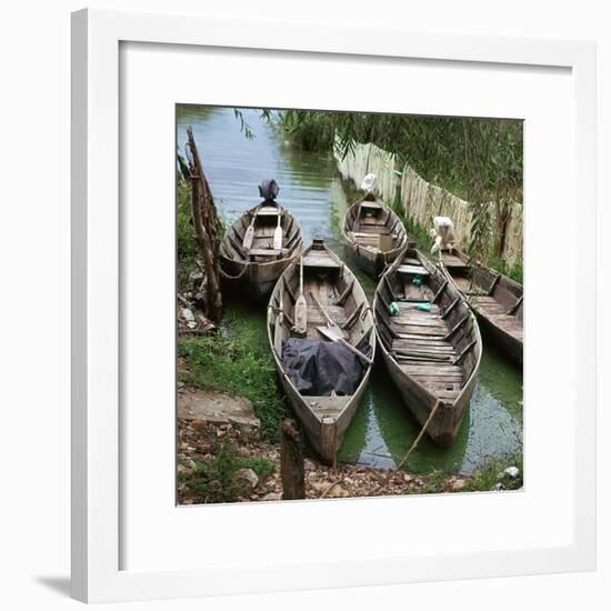 Local boats at an island on Lake Ioanina-CM Dixon-Framed Photographic Print