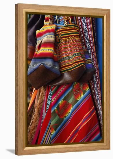 Local Carpets Made of Llama and Alpaca Wool for Sale at the Market, Cuzco, Peru, South America-Yadid Levy-Framed Premier Image Canvas