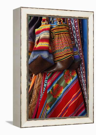 Local Carpets Made of Llama and Alpaca Wool for Sale at the Market, Cuzco, Peru, South America-Yadid Levy-Framed Premier Image Canvas