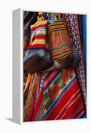 Local Carpets Made of Llama and Alpaca Wool for Sale at the Market, Cuzco, Peru, South America-Yadid Levy-Framed Premier Image Canvas