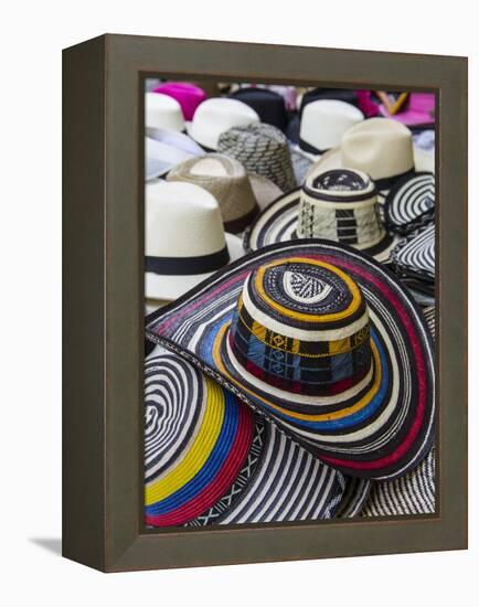 Local crafts for sale in the old walled city of historic Cartagena, Colombia.-Jerry Ginsberg-Framed Premier Image Canvas