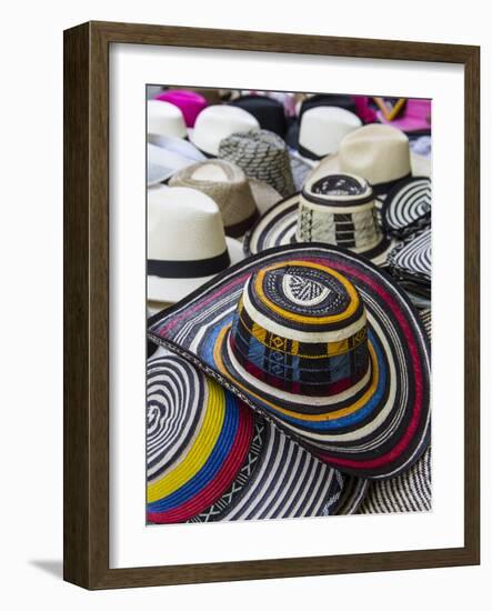 Local crafts for sale in the old walled city of historic Cartagena, Colombia.-Jerry Ginsberg-Framed Photographic Print