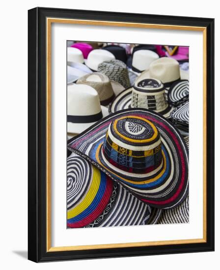 Local crafts for sale in the old walled city of historic Cartagena, Colombia.-Jerry Ginsberg-Framed Photographic Print