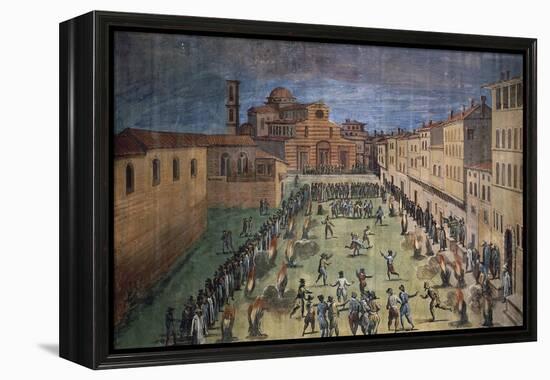 Local Festivities in Piazza Santo Spirito in Florence-null-Framed Premier Image Canvas