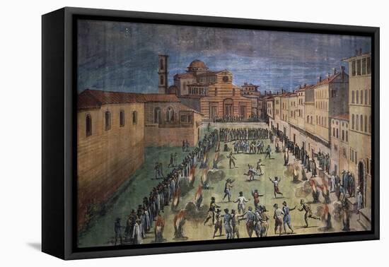 Local Festivities in Piazza Santo Spirito in Florence-null-Framed Premier Image Canvas