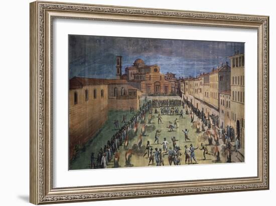 Local Festivities in Piazza Santo Spirito in Florence-null-Framed Giclee Print