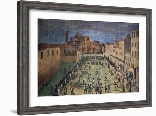 Local Festivities in Piazza Santo Spirito in Florence-null-Framed Giclee Print