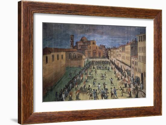 Local Festivities in Piazza Santo Spirito in Florence-null-Framed Giclee Print