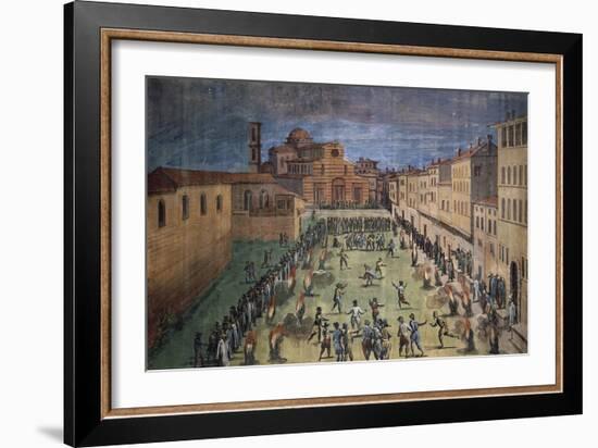 Local Festivities in Piazza Santo Spirito in Florence-null-Framed Giclee Print