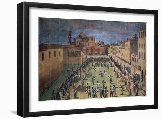 Local Festivities in Piazza Santo Spirito in Florence-null-Framed Giclee Print