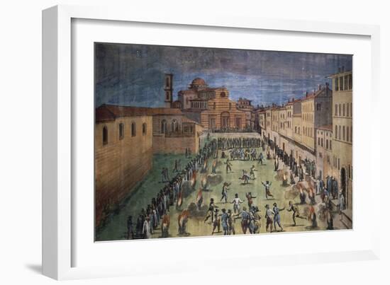 Local Festivities in Piazza Santo Spirito in Florence-null-Framed Giclee Print