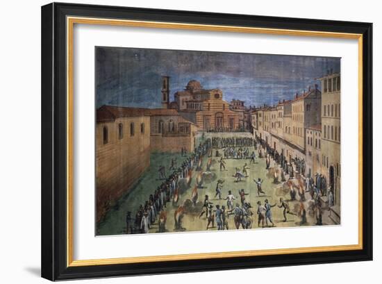 Local Festivities in Piazza Santo Spirito in Florence-null-Framed Giclee Print