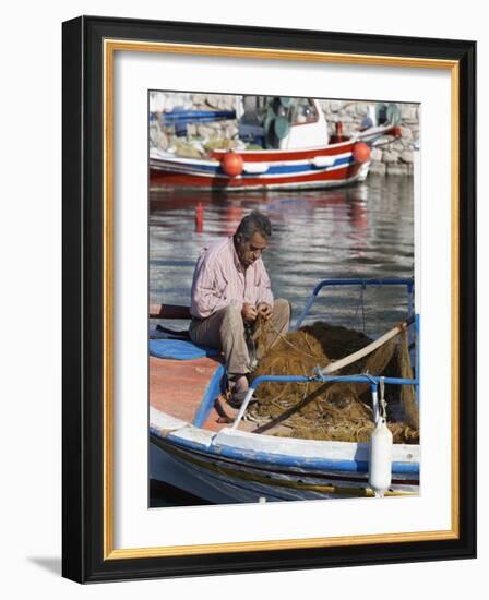 Local Fisherman, Ormos Marathokampos, Samos, Aegean Islands, Greece-Stuart Black-Framed Photographic Print