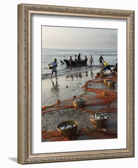 Local Fishermen Landing Catch, Benaulim, Goa, India, Asia-Stuart Black-Framed Photographic Print