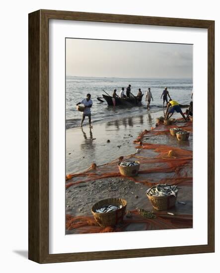 Local Fishermen Landing Catch, Benaulim, Goa, India, Asia-Stuart Black-Framed Photographic Print