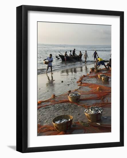 Local Fishermen Landing Catch, Benaulim, Goa, India, Asia-Stuart Black-Framed Photographic Print