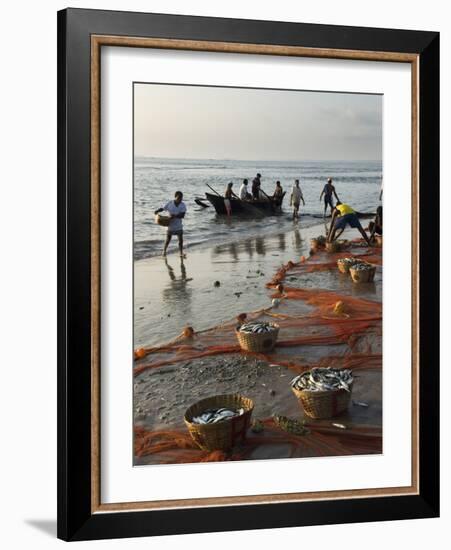 Local Fishermen Landing Catch, Benaulim, Goa, India, Asia-Stuart Black-Framed Photographic Print