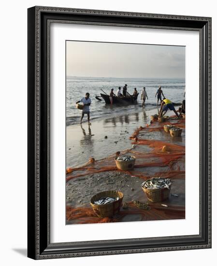 Local Fishermen Landing Catch, Benaulim, Goa, India, Asia-Stuart Black-Framed Photographic Print