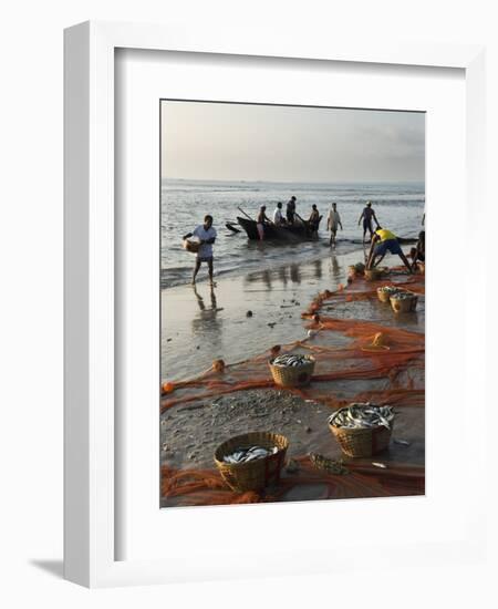 Local Fishermen Landing Catch, Benaulim, Goa, India, Asia-Stuart Black-Framed Photographic Print