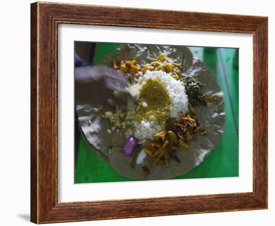 Local Food on Dish, Orissa, India-Keren Su-Framed Photographic Print