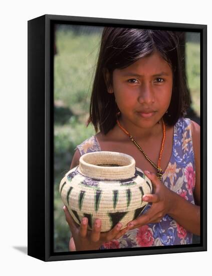 Local Girl with Pottery, Panama-Bill Bachmann-Framed Premier Image Canvas