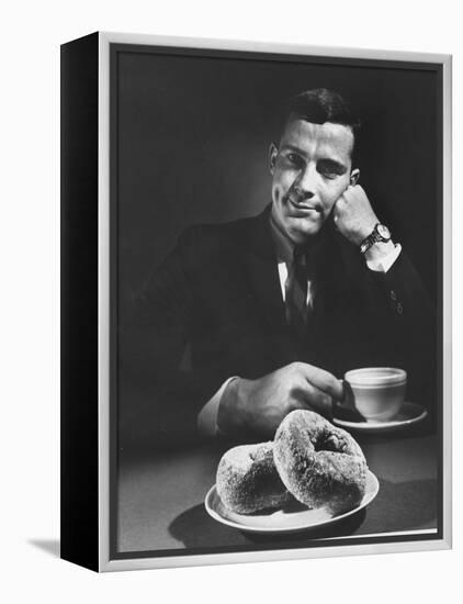 Local Man with Donuts and Coffee-Ralph Morse-Framed Premier Image Canvas