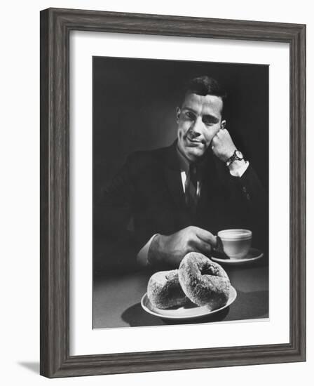 Local Man with Donuts and Coffee-Ralph Morse-Framed Photographic Print