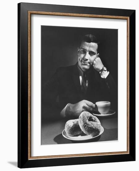 Local Man with Donuts and Coffee-Ralph Morse-Framed Photographic Print