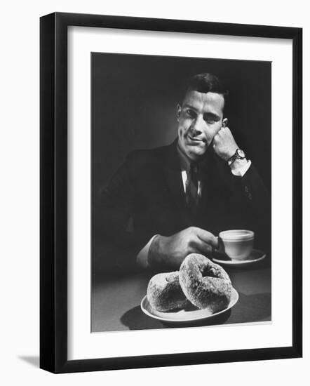 Local Man with Donuts and Coffee-Ralph Morse-Framed Photographic Print