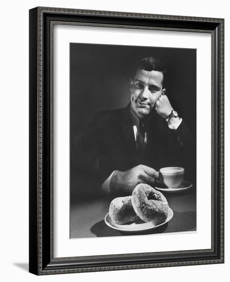 Local Man with Donuts and Coffee-Ralph Morse-Framed Photographic Print