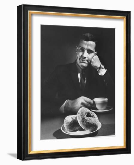 Local Man with Donuts and Coffee-Ralph Morse-Framed Photographic Print