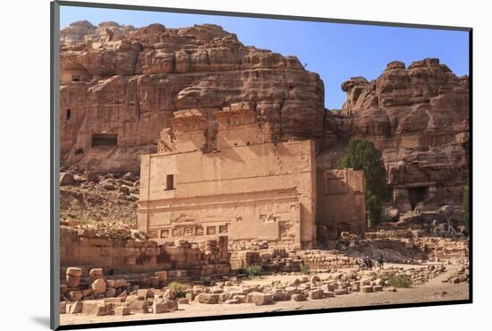 Local Men on Donkeys Pass Qasr Al-Bint Temple, City of Petra Ruins, Petra, Jordan, Middle East-Eleanor Scriven-Mounted Photographic Print