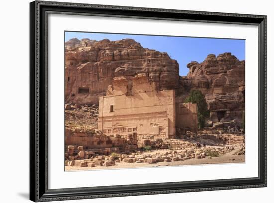 Local Men on Donkeys Pass Qasr Al-Bint Temple, City of Petra Ruins, Petra, Jordan, Middle East-Eleanor Scriven-Framed Photographic Print