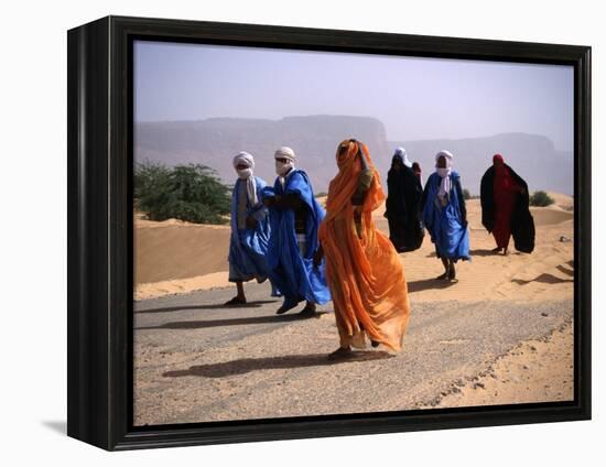 Local People Travel the Road Between Nouadhibou and Mouackchott, Mauritania-Jane Sweeney-Framed Premier Image Canvas