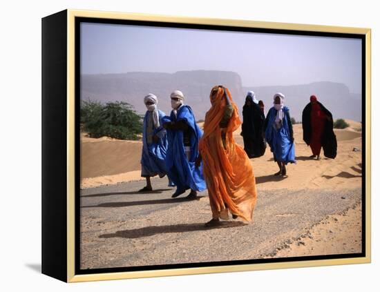 Local People Travel the Road Between Nouadhibou and Mouackchott, Mauritania-Jane Sweeney-Framed Premier Image Canvas