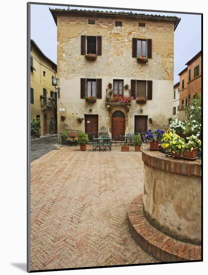 Local Restaurant in Piazza, Pienza, Italy-Dennis Flaherty-Mounted Photographic Print