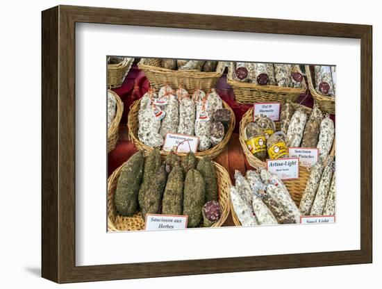 Local Sausages or Saucisson on Sale at the Market, Saint-Remy-De-Provence, Provence, France-Stefano Politi Markovina-Framed Photographic Print