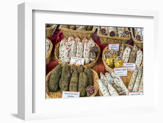 Local Sausages or Saucisson on Sale at the Market, Saint-Remy-De-Provence, Provence, France-Stefano Politi Markovina-Framed Photographic Print