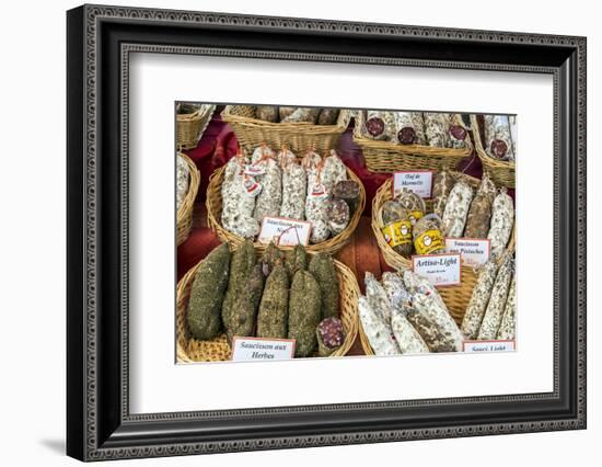 Local Sausages or Saucisson on Sale at the Market, Saint-Remy-De-Provence, Provence, France-Stefano Politi Markovina-Framed Photographic Print