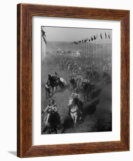 Local Sheriff's Posse Supplying Movie-like Touch to Jamboree at the "Avenue of Flags"-Ed Clark-Framed Photographic Print