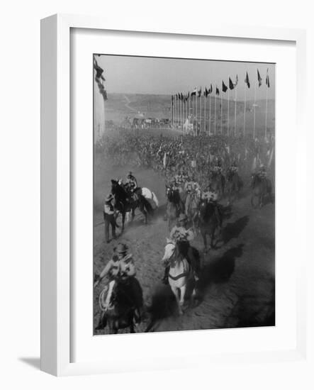 Local Sheriff's Posse Supplying Movie-like Touch to Jamboree at the "Avenue of Flags"-Ed Clark-Framed Photographic Print