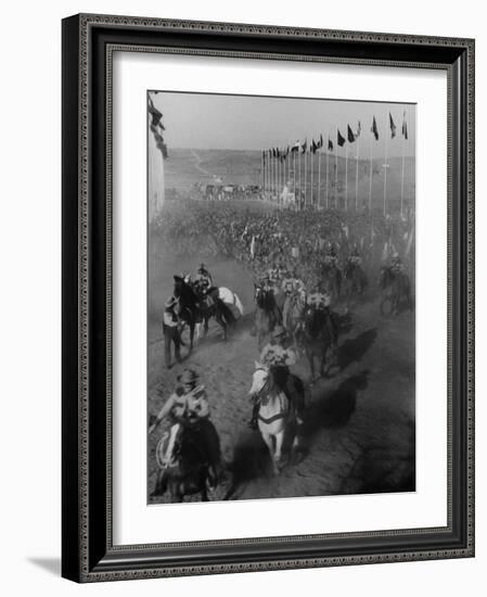 Local Sheriff's Posse Supplying Movie-like Touch to Jamboree at the "Avenue of Flags"-Ed Clark-Framed Photographic Print