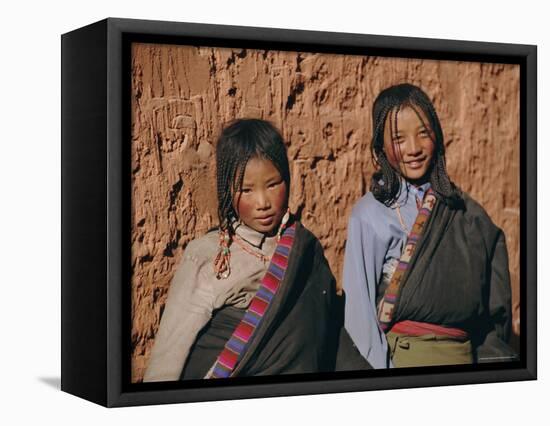 Local Tibetan Girls, Tibet, China, Asia-Gavin Hellier-Framed Premier Image Canvas