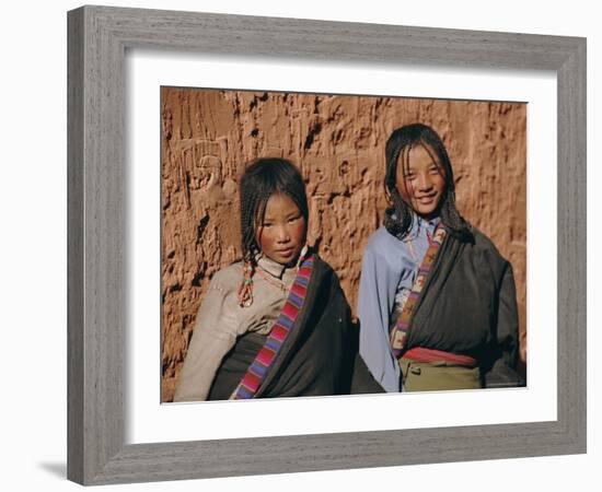 Local Tibetan Girls, Tibet, China, Asia-Gavin Hellier-Framed Photographic Print