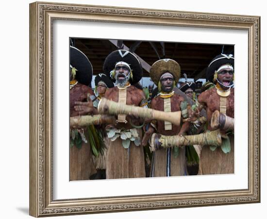 Local Tribes Celebrating Traditional Sing Sing, Highlands, Papua New Guinea, Pacific-Michael Runkel-Framed Photographic Print