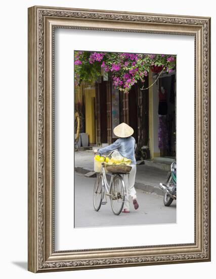 Local Woman in Conical Hat with Bike, Hoi An, Da Nang, Vietnam-Cindy Miller Hopkins-Framed Photographic Print